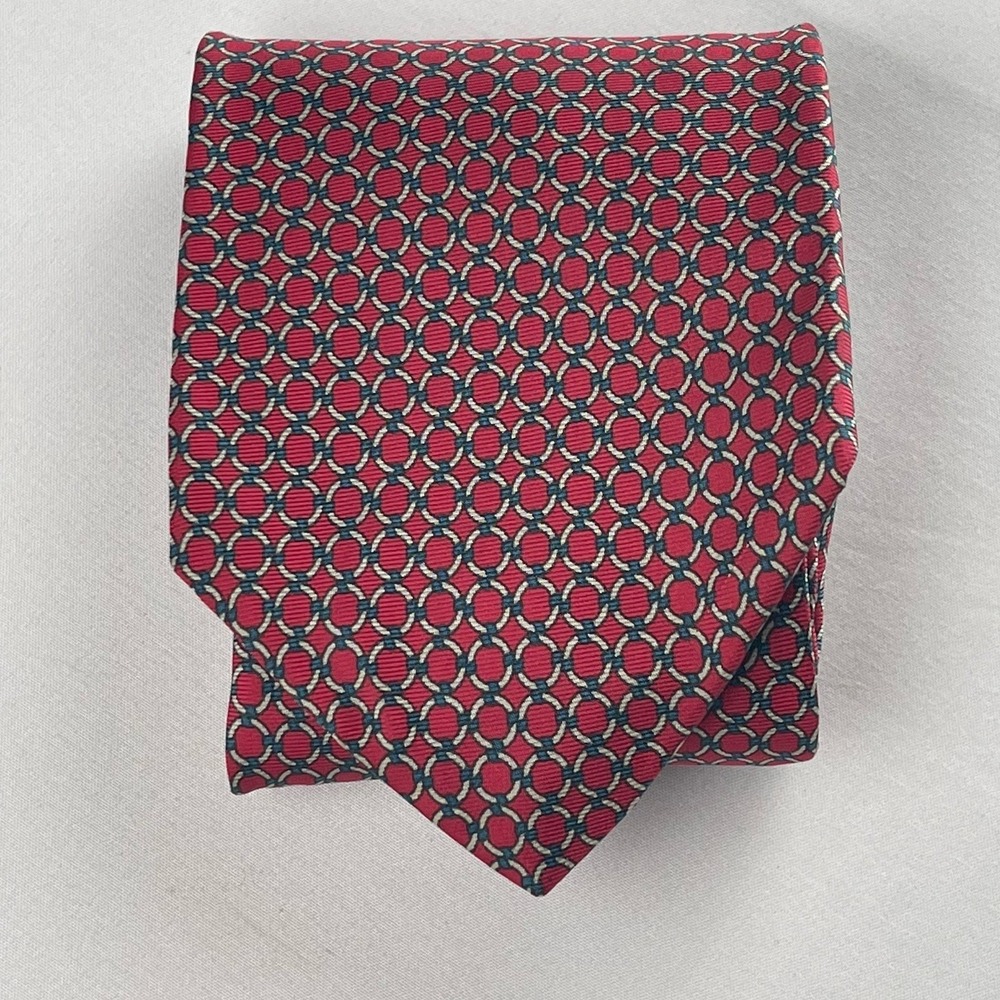Bert Pulitzer Brown Label 100% Silk‎ Red Tie Made in USA - Classic 1990s Style